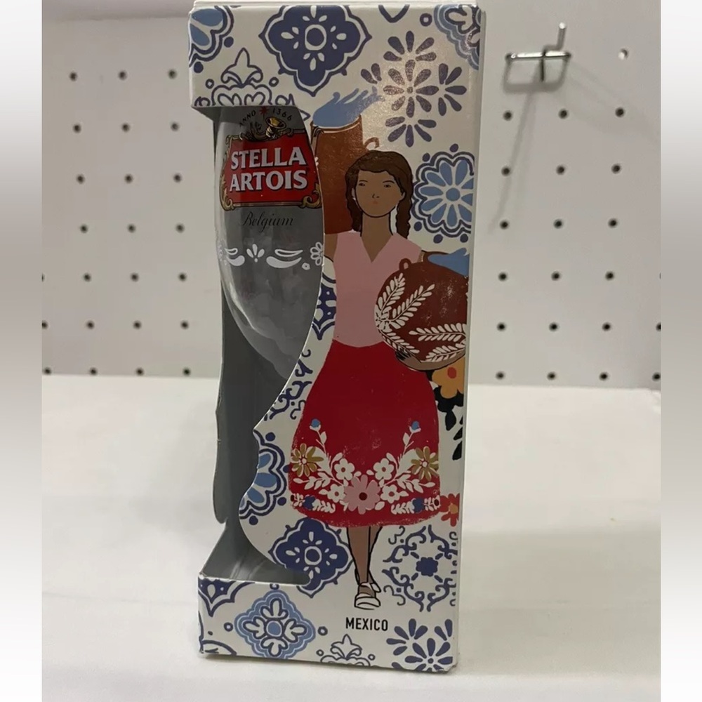 Stella Artois Beer Chalice Mexico Limited Edition Clear Glass Red Logo 18.00